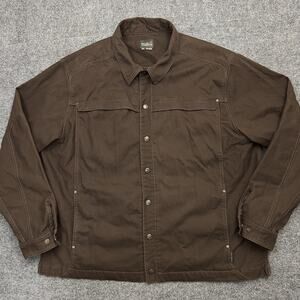 Royal Robbins Jacket Mens 2XL Brown Canvas Shirt Jacket Snap Front Cotton
